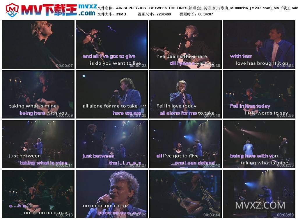 AIR SUPPLY-JUST BETWEEN THE LINES(演唱会)_英语_流行歌曲_MC800116